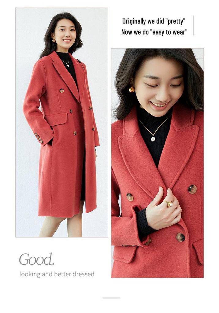 2024 Women's Mid-Length Double-Sided Wool Coat - Autumn/Winter Collection