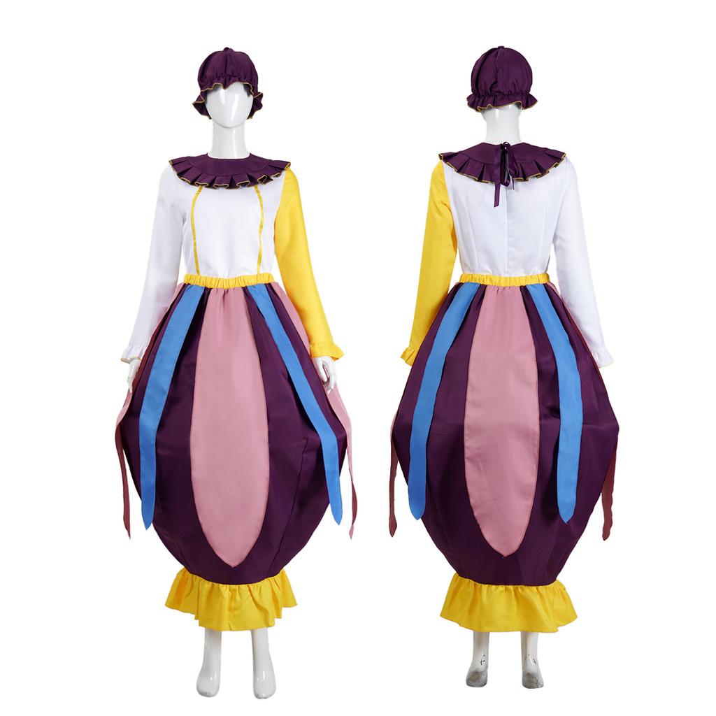 Mrs. Potts Costume from Beauty and the Beast, Tea Pot Dress Cosplay Outfit for Women, Anime Movie Character Party Halloween Costume