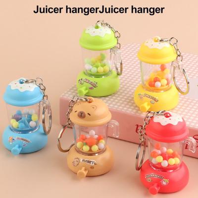 Kinder Manuelle Saftpresse Gashapon Schlüsselanhänger Simulations-Entsafter Spielzeug mit drehenden Kugeln Mini Rucksack Anhänger für Jungen Mädchen