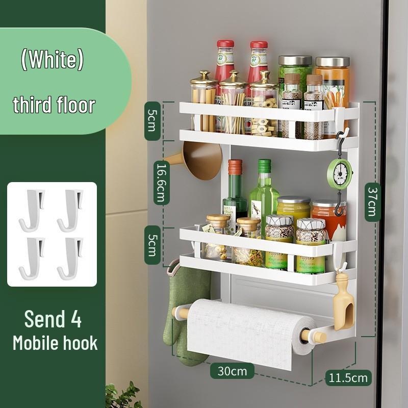 Magnetic Refrigerator Side Rack & Kitchen Paper Towel Holder with Cling Film Storage