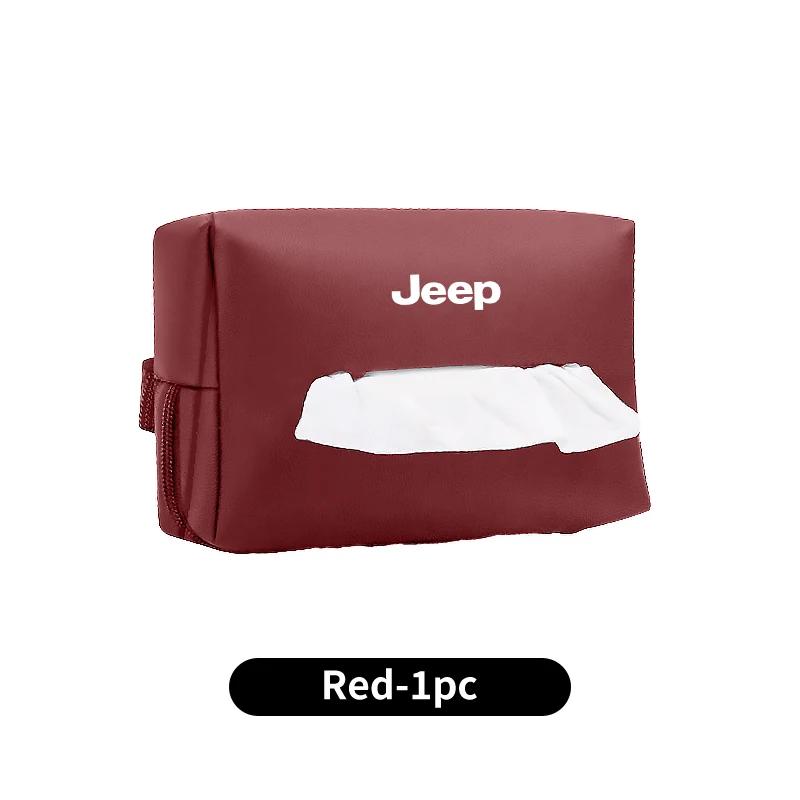 Para Jeep Car Car Car Bolsa de pañuelos de cartón para automóvil Caja colgante para el respaldo del asiento Accesorios para Jeep Renegade Compass Grand Cherokee Wrangler JK Pa