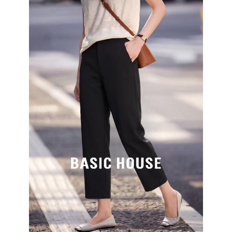 

Basic House Women s Casual Cropped Straight Suit Pants M