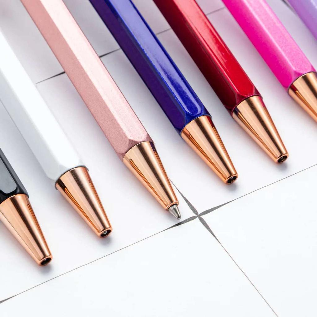 1 Piece Creative Ballpoint Hexagon Metal press Pen Stationery School Office Supplies