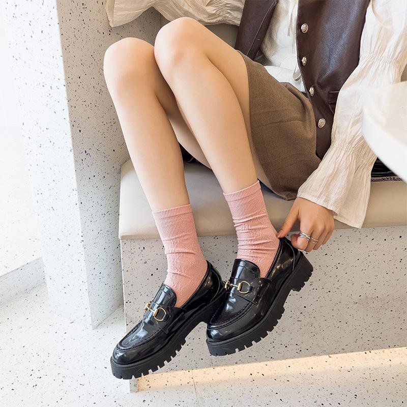 Women's Fall Diamond Solid Color Precollage Style All Purpose Mid Tube Cotton Socks