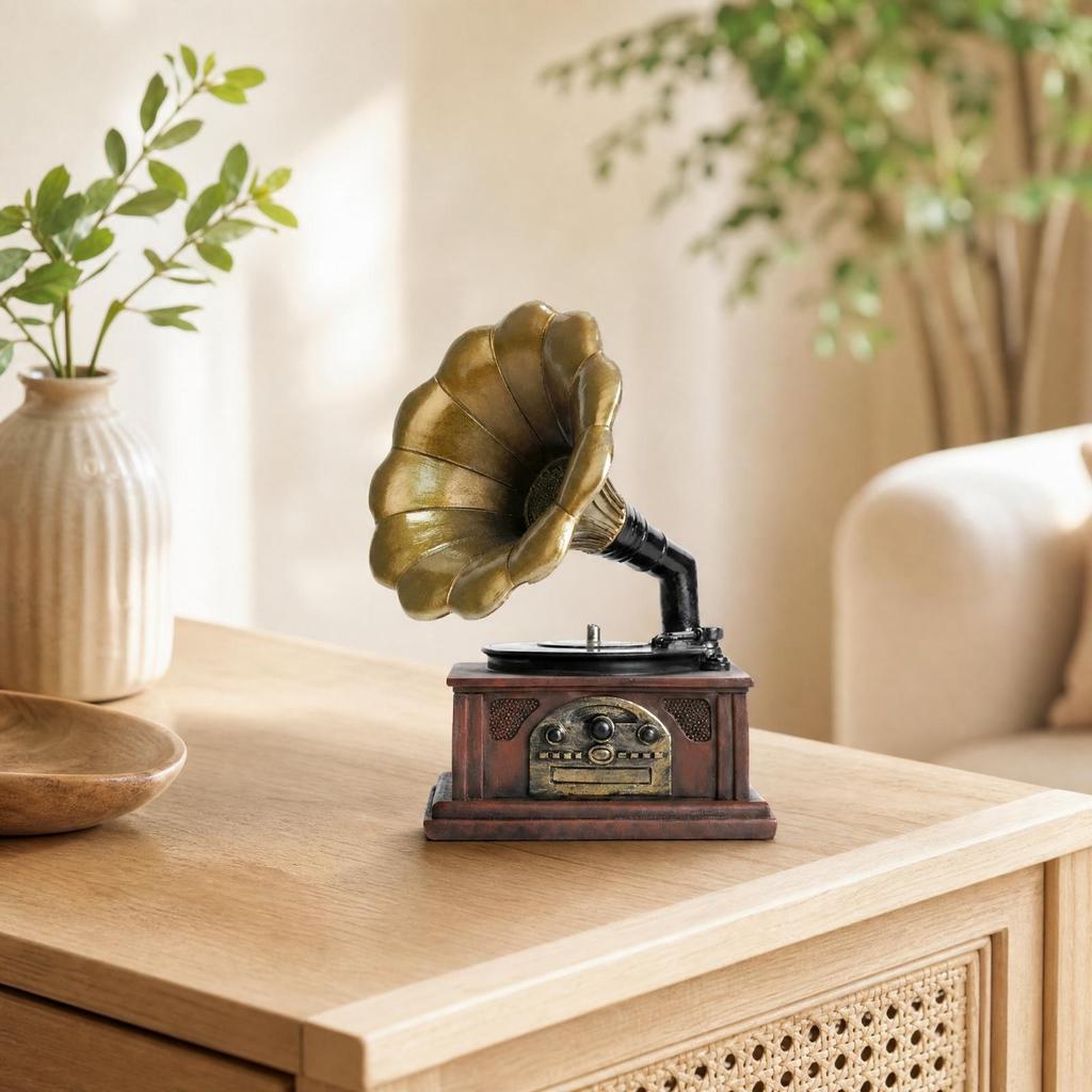 GramophonesStyle Decorative Figurine Desktop Gramophones Ornament Finish Records Player