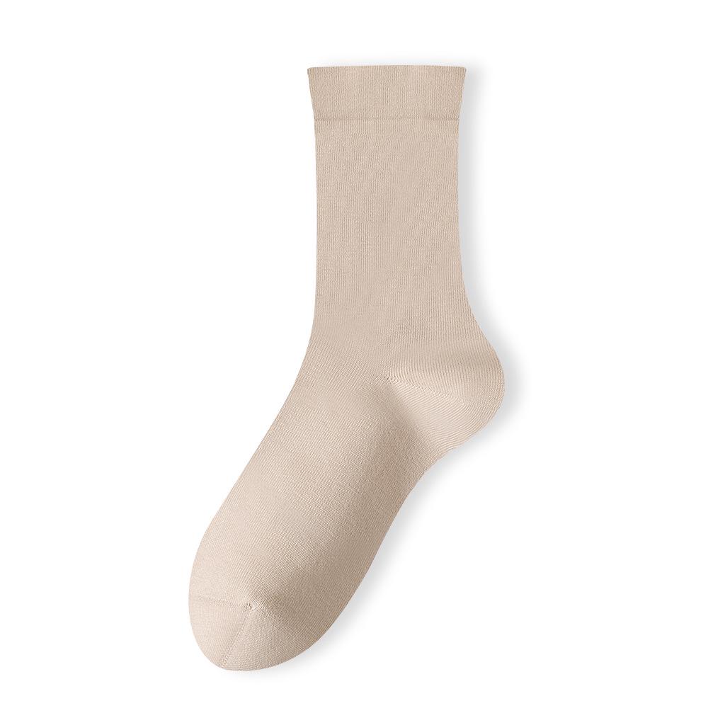 Women's White Medium-Length Cotton Socks - Boneless, Deodorant, Perfect for Spring and Autumn