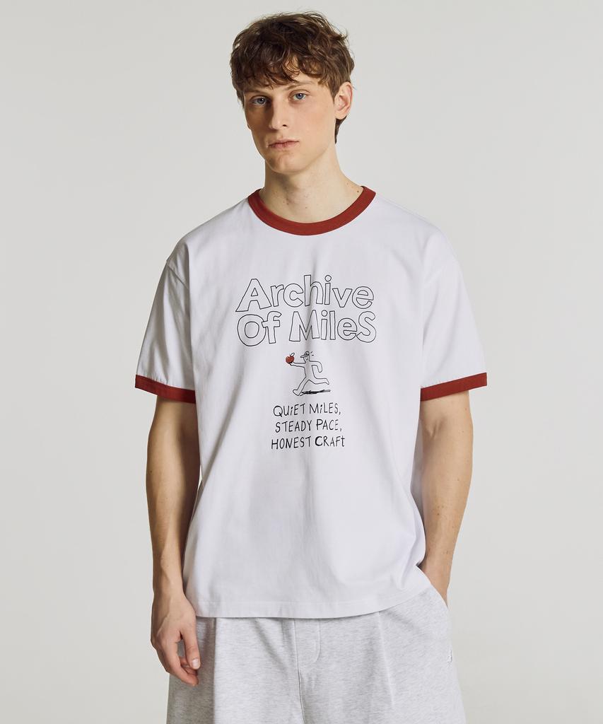 Nyuballanseu Nbneg2A103 / Uni Archive Pace Running Ringer Tee (White)