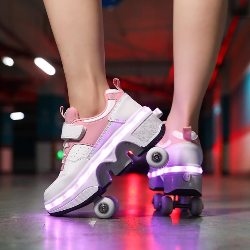 Men's/Women's /Kids Roller Roller Shoes 4-wheel Deformation Shoes Roller Skates Adult Rechargeable LuminousSkating Shoes