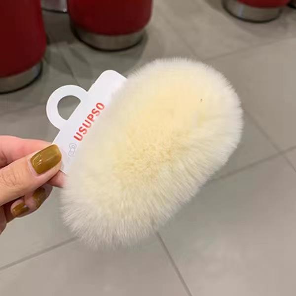 Girls Plush Hairpin Natural Rabbit Fur Women Bangs Hairpin