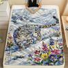 Snow Leopard Animal Print Flannel Blanket, High Quality Comfortable for All Seasons, Home Decor, Warmth and Comfort, Perfect for Christmas Gifts112