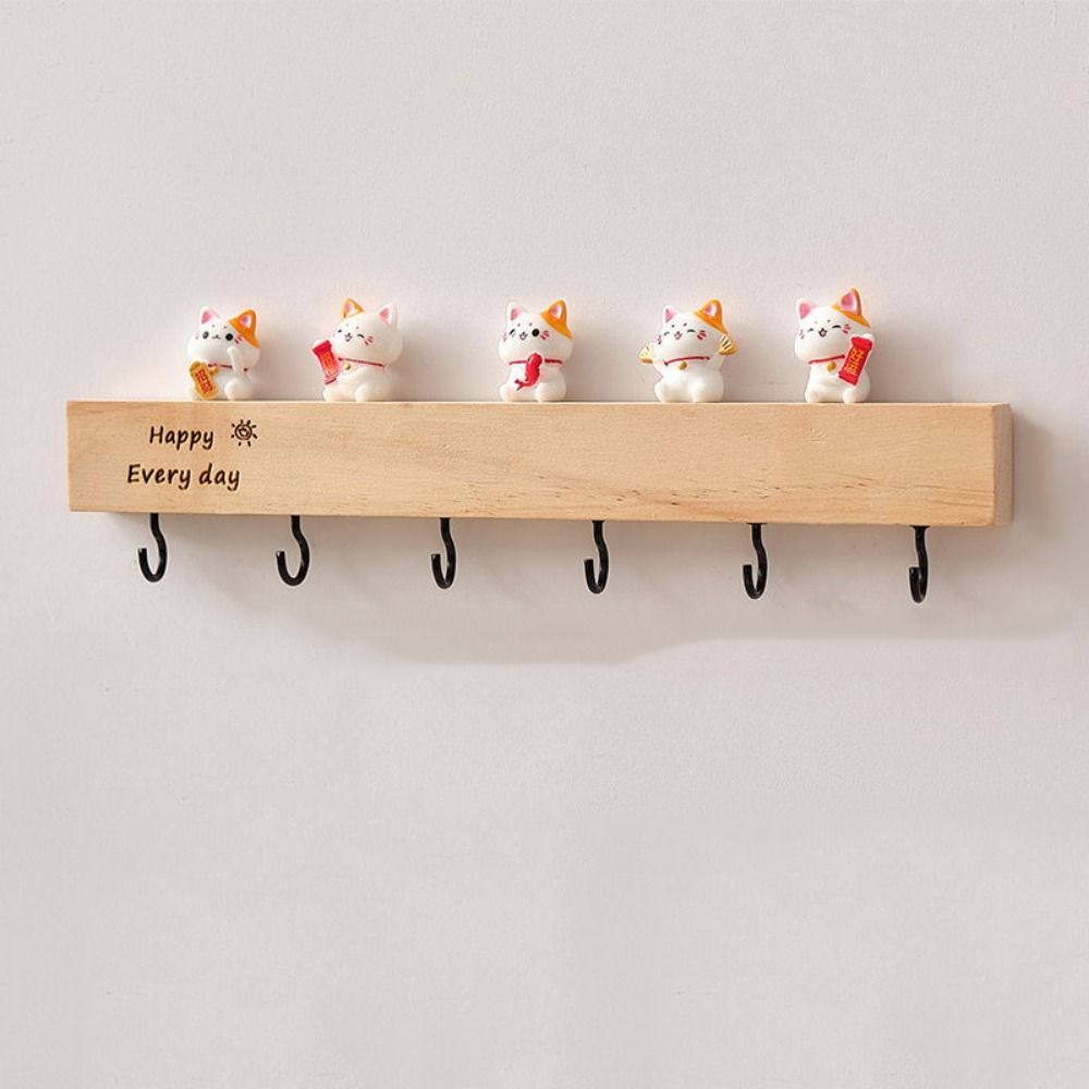 Creative Wooden Key Rack with Cute ornament Clothes Coat Hooks Door Hooks Hanger  Home