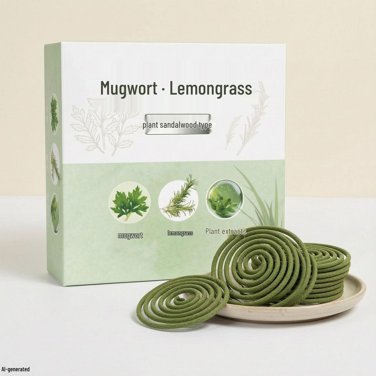 Mugwort Lemongrass Sandalwood Coil Incense: Mosquito Repellent, Aromatherapy, Bathroom Deodorizer.