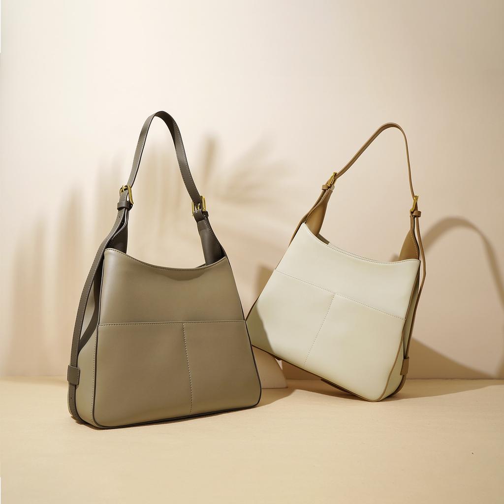 Summer Large-capacity Pitot Bag, Simple Color-blocking Leather Single-shoulder Crossbody Handbag, Underarm Bag