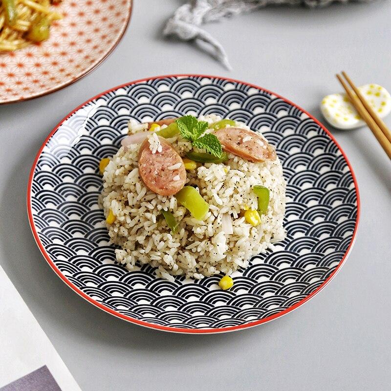 Hi, stil japonez, 8 inch, din ceramică, sub farfurie cu legume glazurate, farfurie simplă pentru desert, farfurie mică pentru friptură, recipient pentru alimente