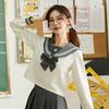 Completo gonna corta uniforme ricamato grigio tre pezzi gonna plissettata a maniche lunghe top stile college nuovo