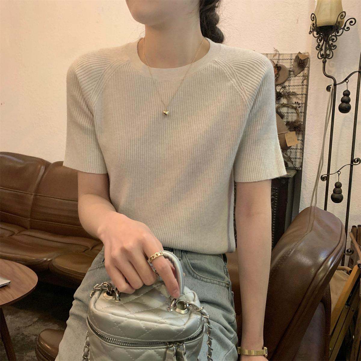 

Нижняя футболка для женщин, летняя тонкая свободная рубашка с круглым вырезом и коротким рукавом, трикотаж One Size