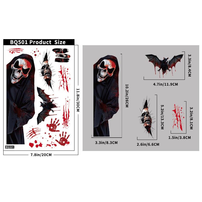 Halloween Window Clings Bloody Handprint Footprint Halloween Wall Decal Floor Clings Scary Halloween Decoration Window Stickers