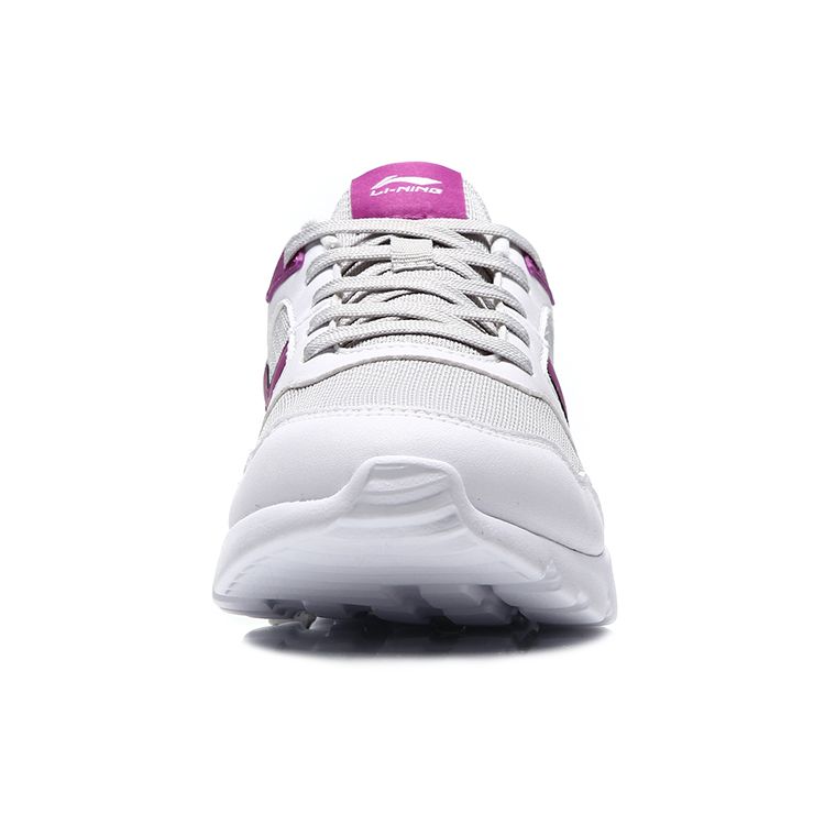 Li Ning Half Palm Air Cushion Shock Absorption Low Top Running Shoes Women Running Shoes Gray White Purple AGLM116-1