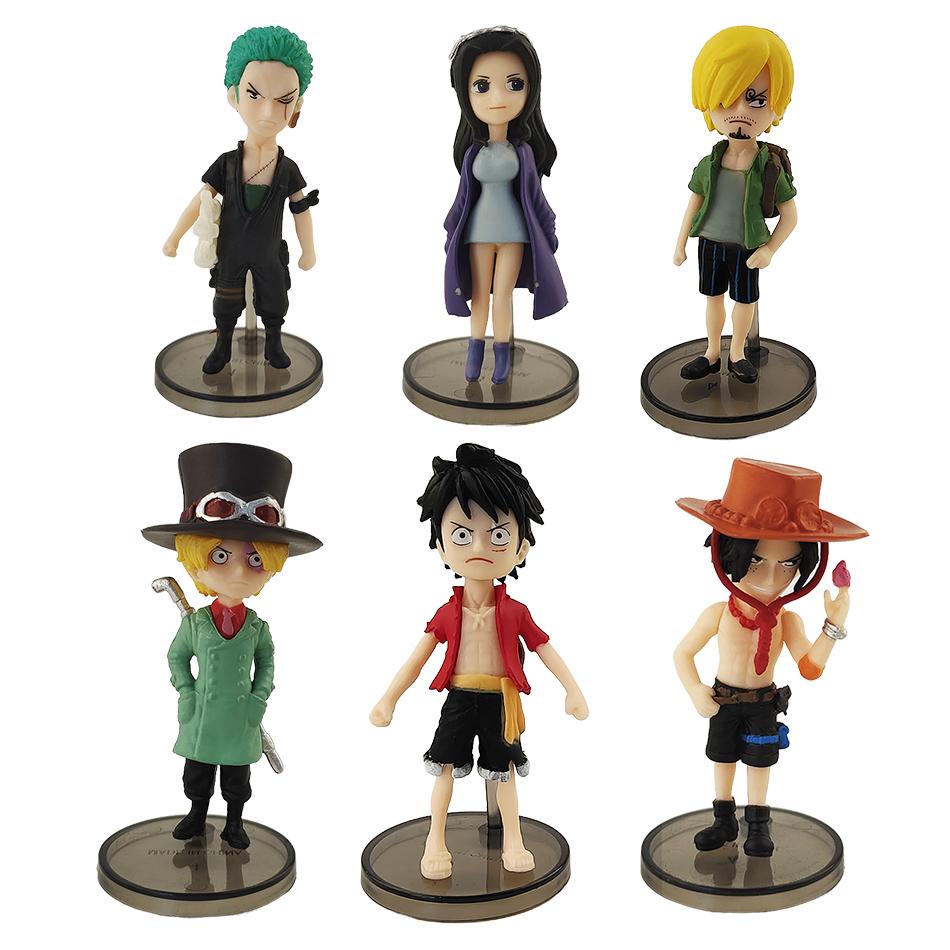 

6 шт./набір Аніме Фігурки One Piece ПВХ Модель Дії Ляльки Фігурка Іграшки Милий Луффі Намі Зорро Колекція Brinquedos Повний Набір