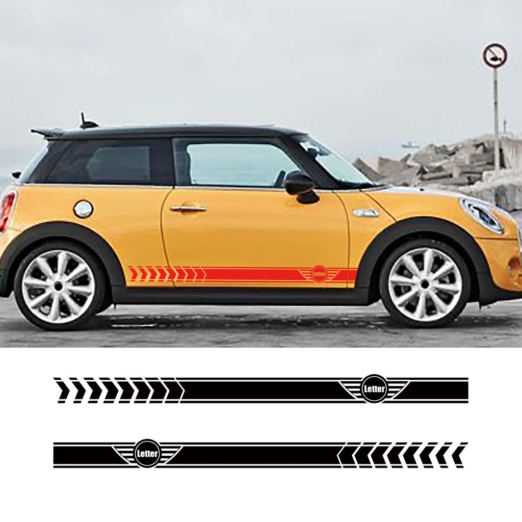 2PCS Racing Sport Vinyl Decals Car Door Side Stripe Stickers for MINI Cooper Countryman Clubman JCW Fashion Car Accessories
