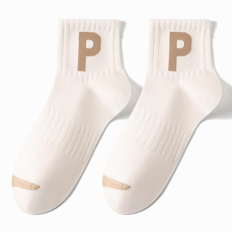 

Men s and Women s Spring and Autumn Lettered Comfortable Antibacterial and Deodorizing Sports Short Socks 1 pair абрикосовий