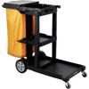 Reinigungswagen, 3-stufiger gewerblicher Reinigungs- und Putzwagen, Tragfähigkeit 200 lbs, Kunststoff-Haushaltsreinigungswagen, mit 25 Gallonen PVC-Beutel und Abdeckung, 47" x 20" x 38,6",