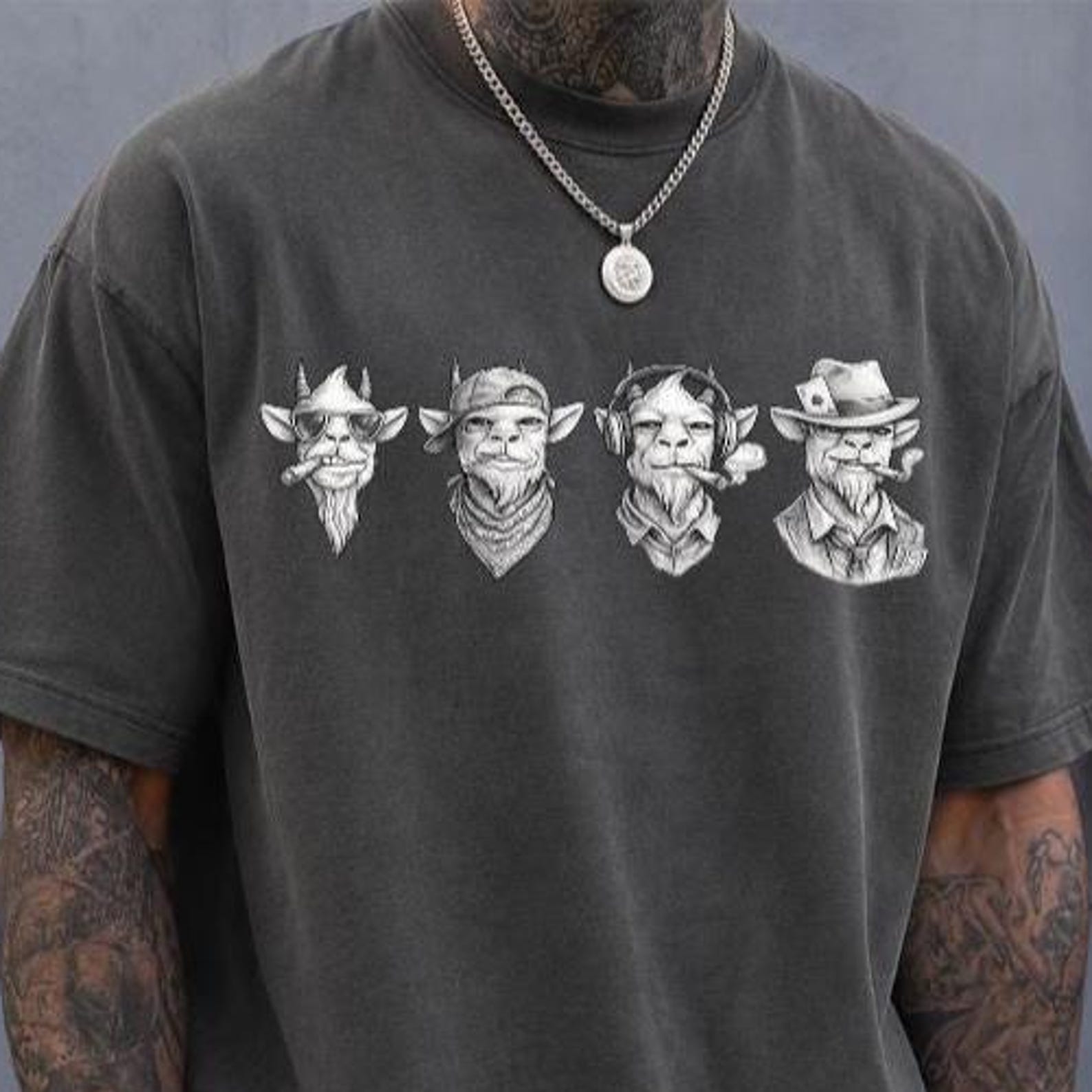 Goat Daddy Shirt, Goat Smoke Shirt , Gift For Dad T-Shirt, Goat T-Shirt, Animal Dad Shirt, Cool Goat Shirt, Cool Dad Shirt, Trendy Dad Tee M