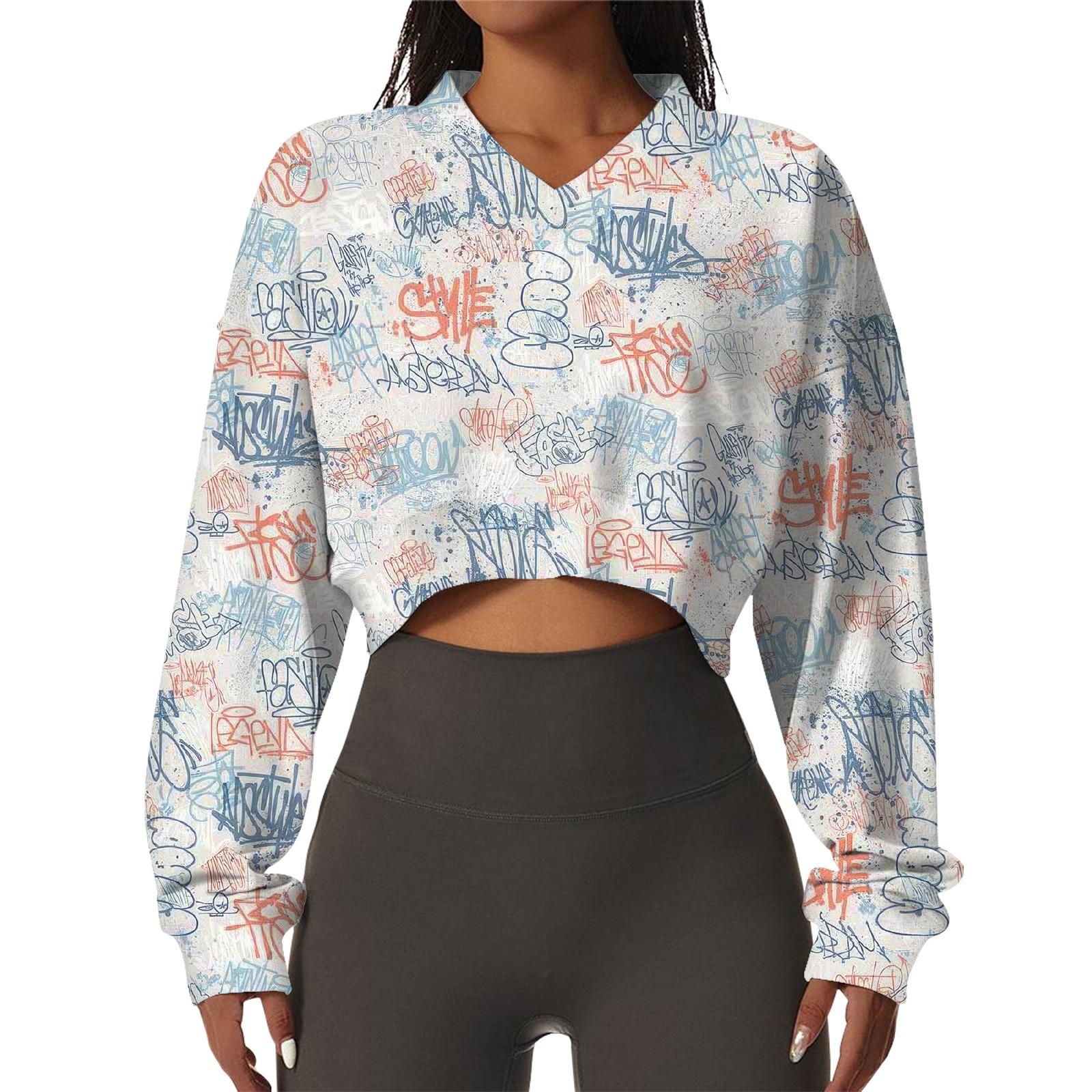 

Женская повседневная модная сексуальная удобная спортивная толстовка с V-образным вырезом и длинным рукавом с цветочным принтом XL