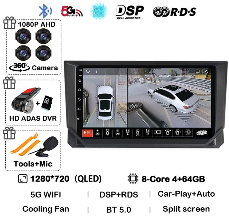 Android 14 Carplay Auto 4G+WIFI Car Radio for SEAT Ibiza 2017 2018 2019 2020 Stereo GPS Multimedia Video Player 360 Camera Audio