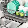 Convenient Dishware Drying Rack Including Extendable Water Tray And Corrosion Resistant Metal Frame For Small Spaces