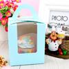 Caixas de cupcake com alça e janela de inserção Recipientes de confeitaria portáteis Caixas de cupcake individuais