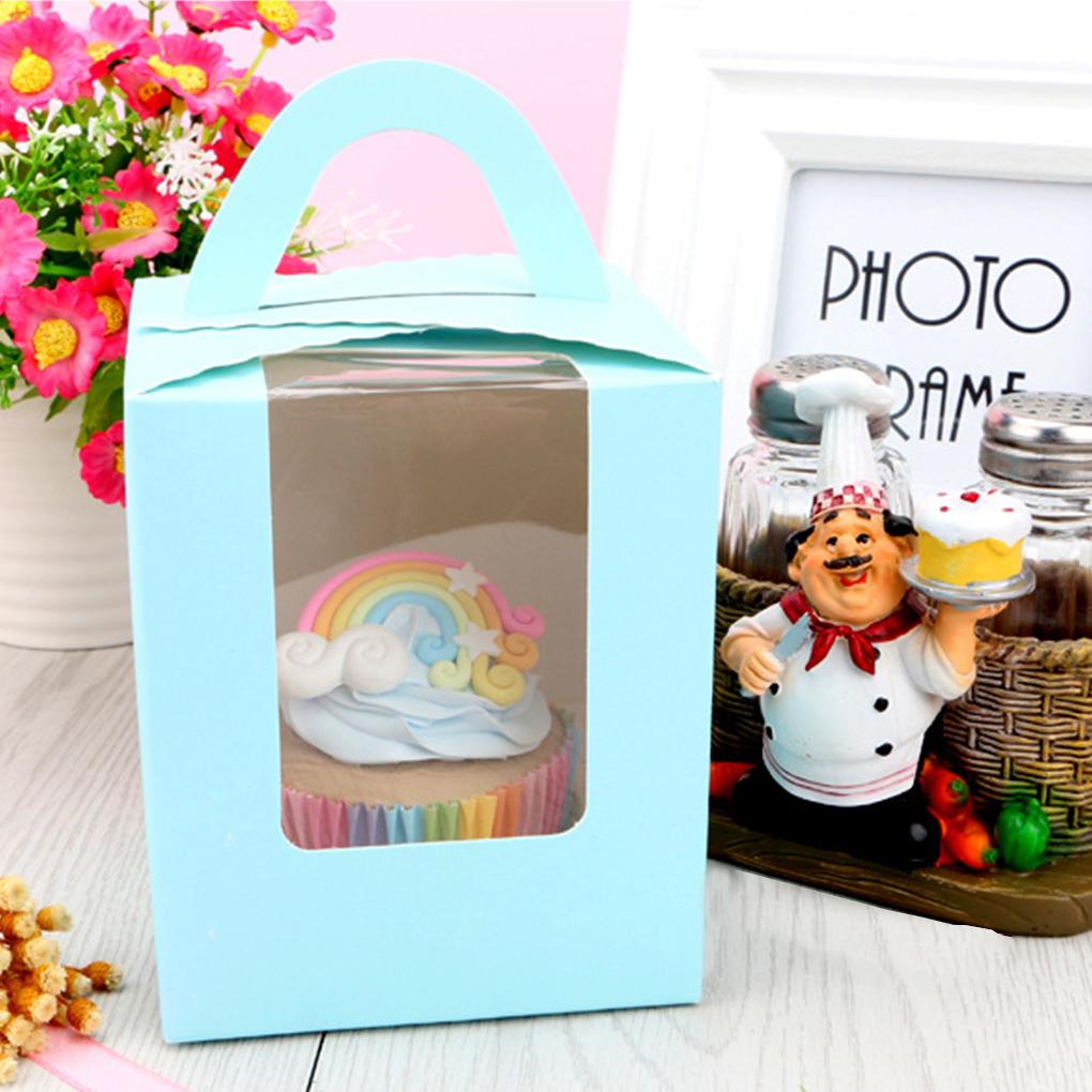 Cutii pentru cupcake cu mâner și inserție pentru fereastră Recipiente portabile pentru produse de patiserie Cutii pentru cupcakes individuale