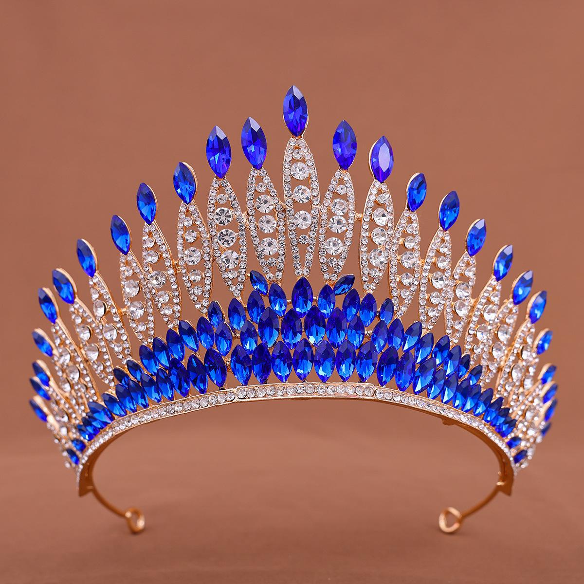 

Кристалл Королева Корона Тиара Стразы Свадебные Диадемы Женские Выпускные Короны Свадебные Аксессуары Для Волос сапфировый