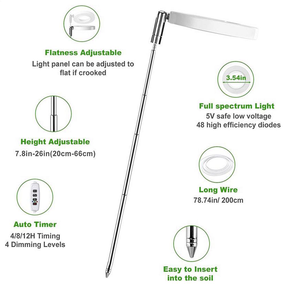 Plant Lights For Indoor Growing Sun Simulation Fill Lamp For Flower LED Full Spectrum Grow Lights With 360 Degree Rotation