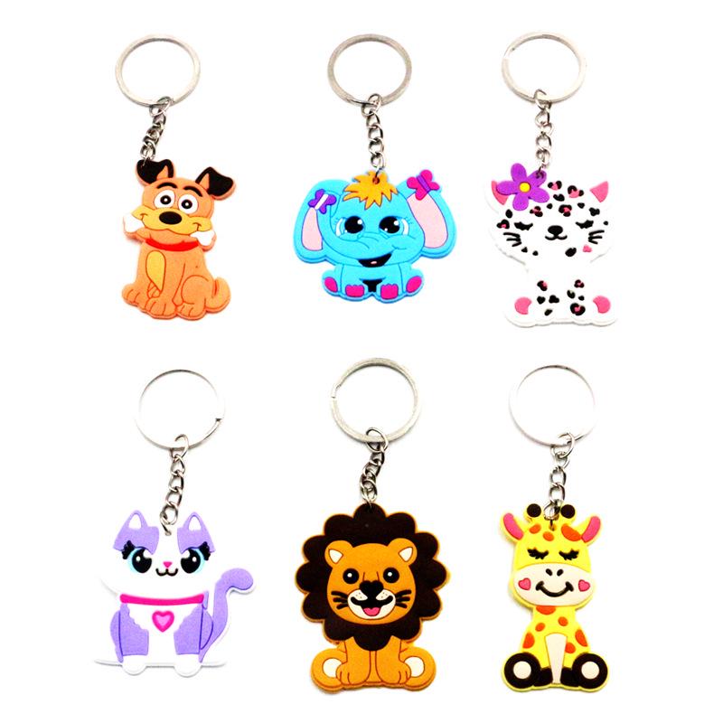 Jungle Animal Cartoon Keychain - Cute PVC Epoxy Pendant for Car Keys