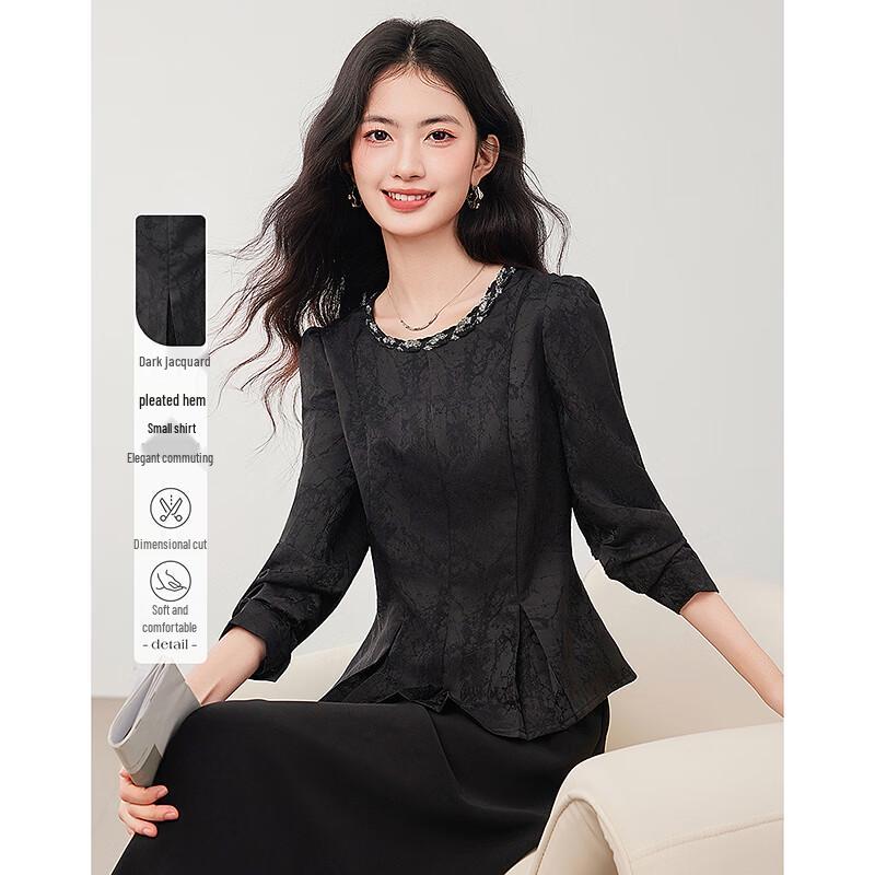 Petite Jacquard Pleated Blouse M