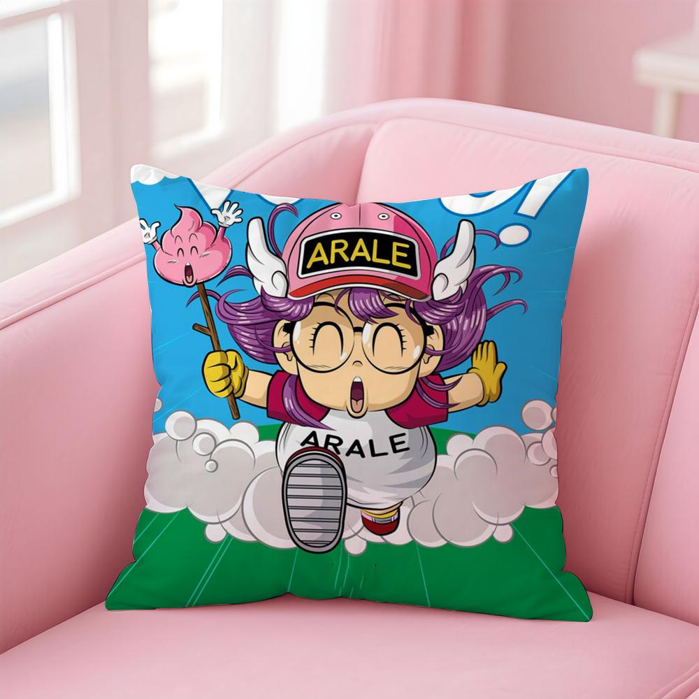 Cartoon Dr SSlump Arale Cushion Cover Linen Pillowcase Cover Soft Decor for Sofa Home Room