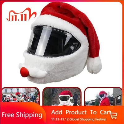 New Motorcycle Helmet Christmas Hat Plush Handmade Cute Helmet Cover Christmas Style Festive Touch Helmet Hood Sleeve