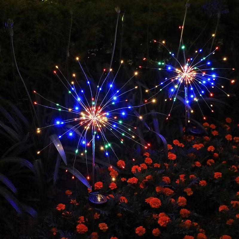 Solar Garden Lamp Colorful Fireworks Up To 200 Leds Christmas Party