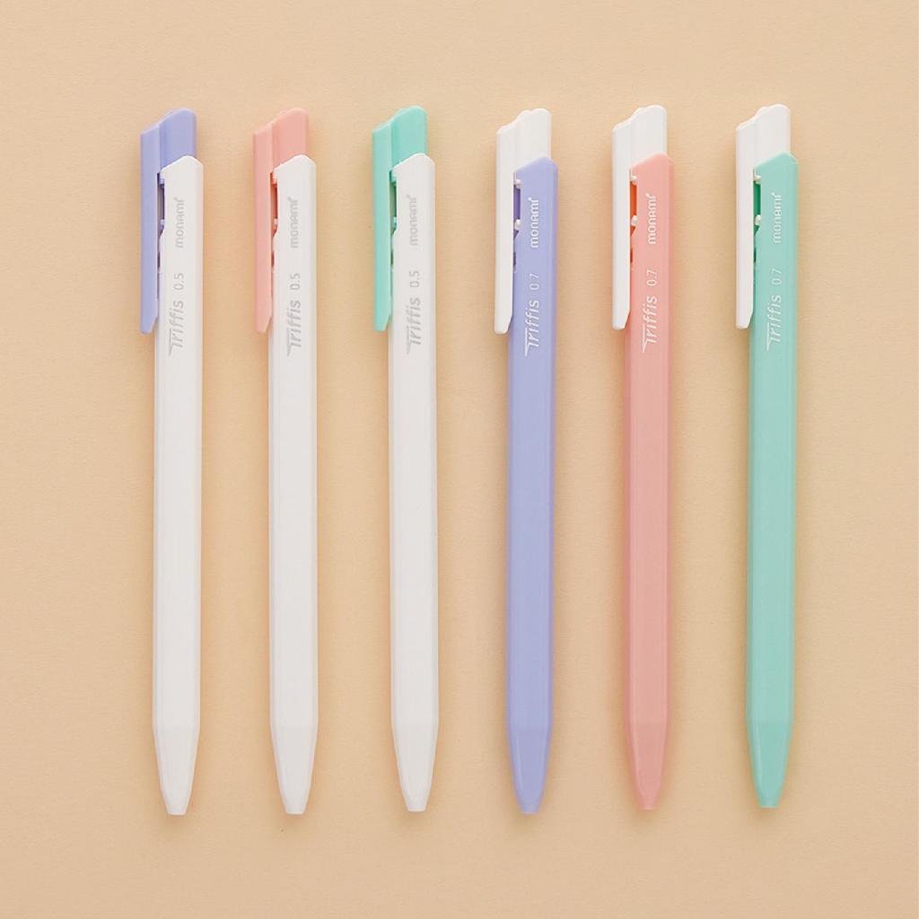 Monami Triffis 0.7mm Triangular Soft Barrel Click Pen - Macaron Edition