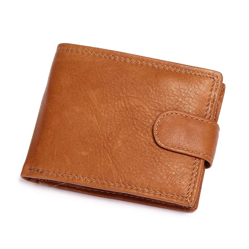 Genuine Leather Mens Wallet with Coin Pocket Anti Rfid Shield Wallet Money Bag Men Rfid Wallet