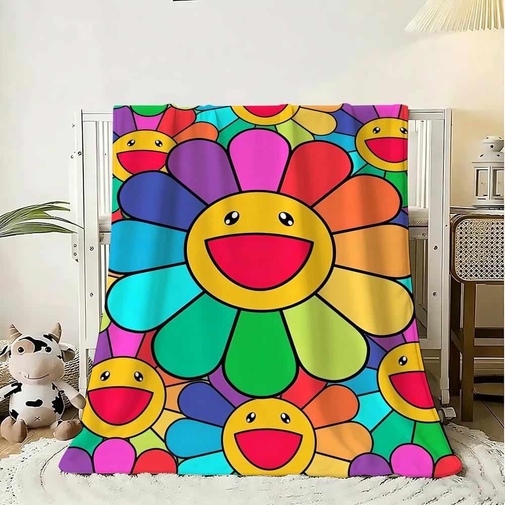T-TakashiS M-MurakamiS Wurf Weiche Flanell-Kuscheldecke, Leichte Atmungsaktive Sommer-Nickerchen-Decke Für Zuhause Reisen Gemütliche Dekoration