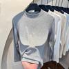 Trendy Women's Ribbed Cotton Stand-Up Collar Long Sleeve Base Shirt for Spring 2025