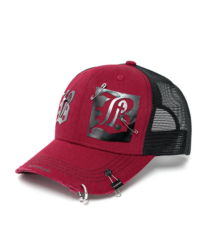 BLACKBLOND Vividi Dual B Logo Trucker Mesh Cap (Burgundy)