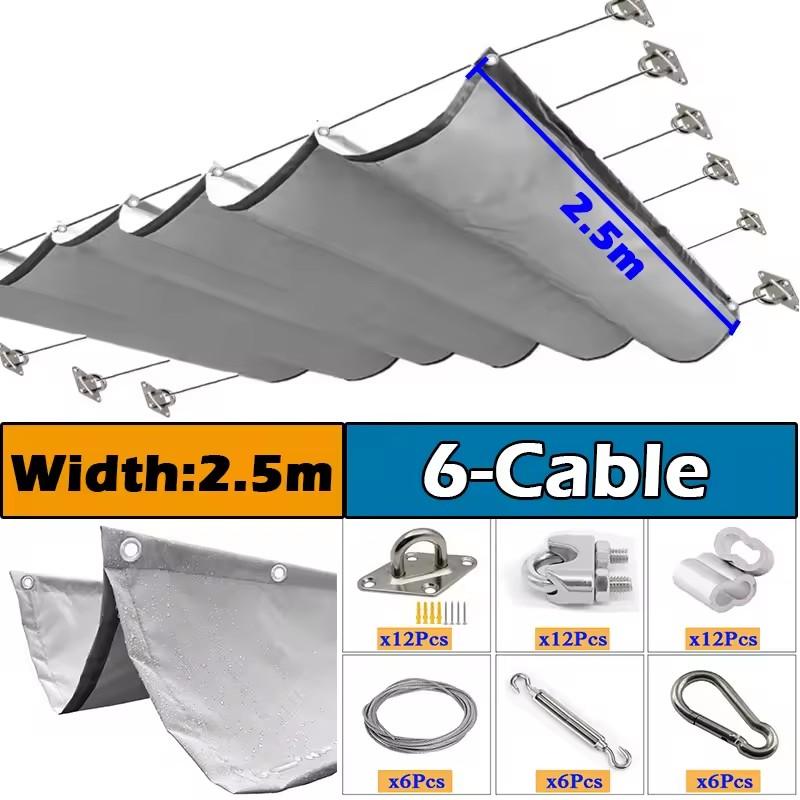 Outdoor Waterproof Perforated Wave Sunshade Sail Patio Pergola Sun Shading Awning Retractable Shading Cover With Accessories