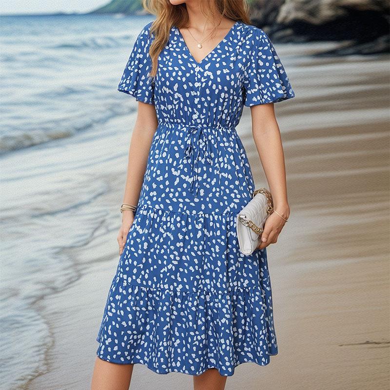 Summer Casual Vacation Fashion Personalized Short-sleeved Leopard Print Dress