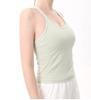 Women's Ribbed Quick-Dry Racerback Sports Tank with Padded Cups for Running and Yoga
