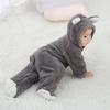 Baby Hooded Coral Fleece Romper - Autumn/Winter Warm Long Sleeve Jumpsuit