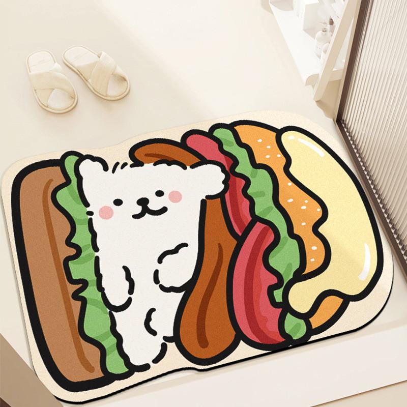 Modern Minimalist Cartoon Bathroom Mat With Water Absorbent Silicon Diatom Mud For Shower Floor Flooring
