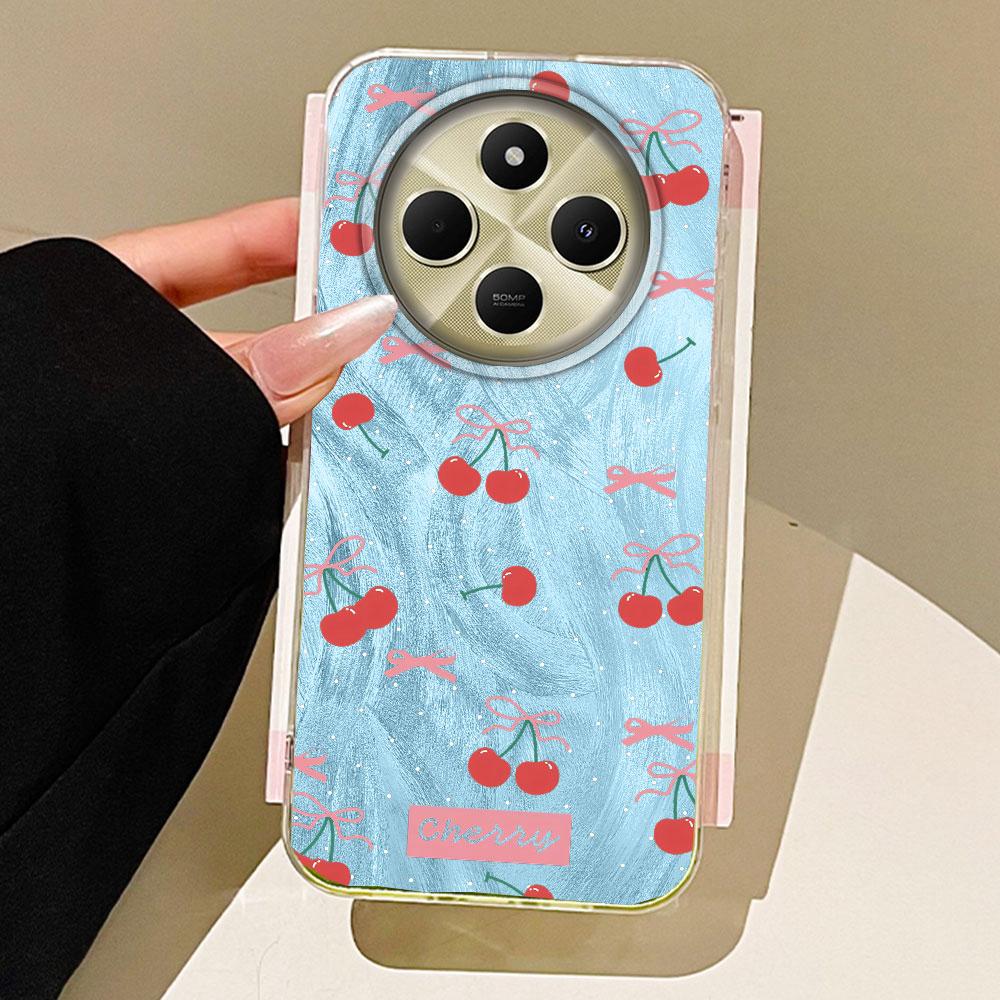 

Летний синий чехол для телефона с вишней и бантом для Xiaomi Redmi Note 14 13 12 11 11S 10 9 8 Pro 9C 13C 14C A5 A3 A4 A3X A1 A2 Redmi Note 13 5G белый